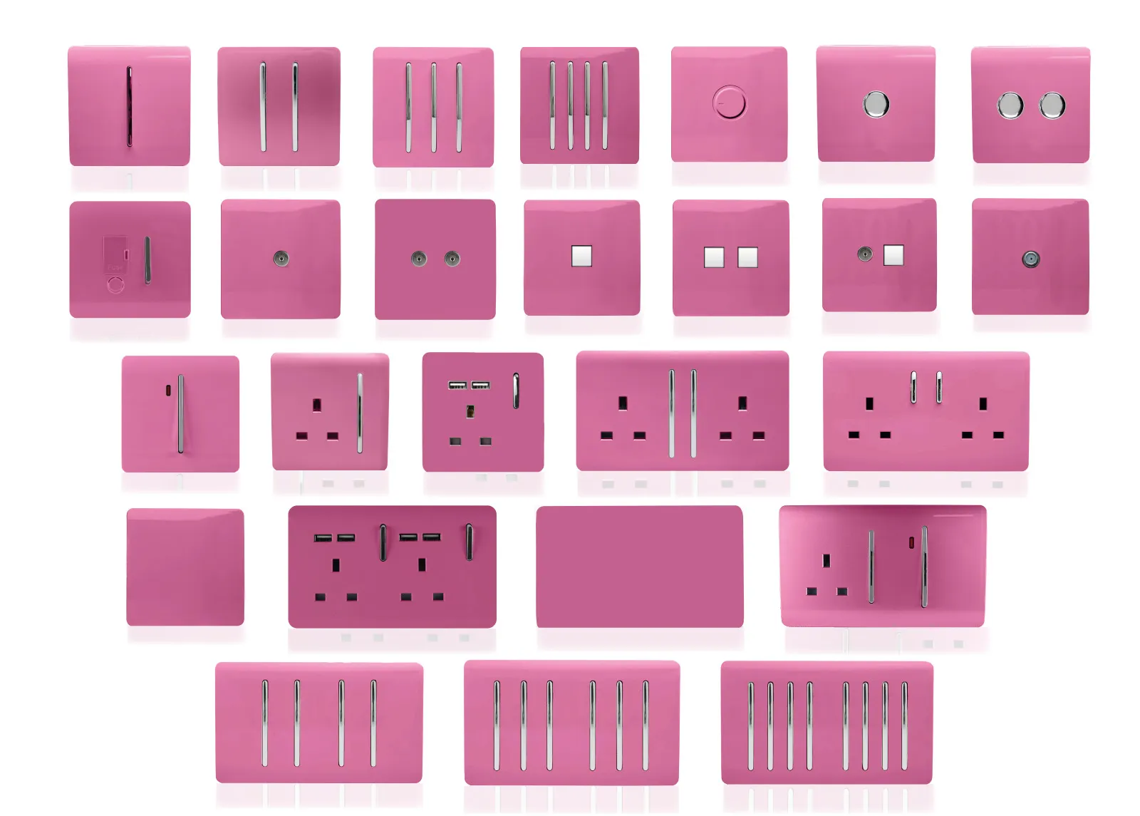 20 Amp Neon Insert Double Pole Switch Pink ART-WHS1PK  Trendi Pink